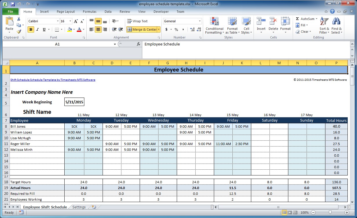 Detail Work Schedule Template Excel Nomer 15