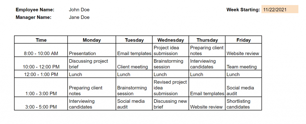 Detail Work Schedule Template Excel Nomer 30