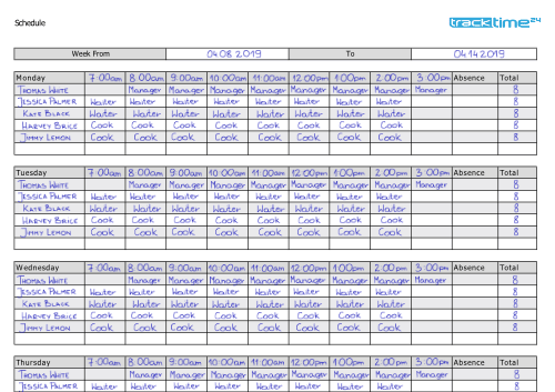 Detail Work Schedule Template Excel Nomer 32