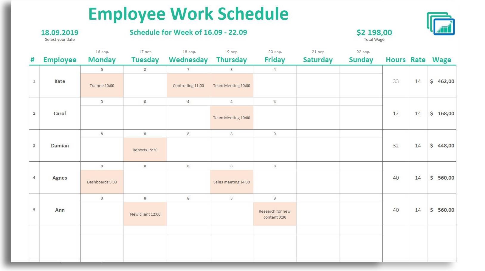 Detail Work Schedule Template Excel Nomer 45