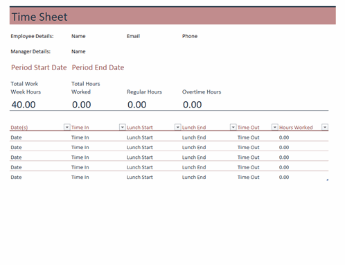 Detail Working Hours Sheet Template Nomer 5