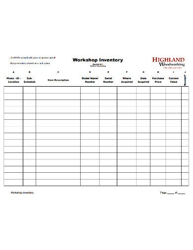 Workshop Inventory Template - KibrisPDR