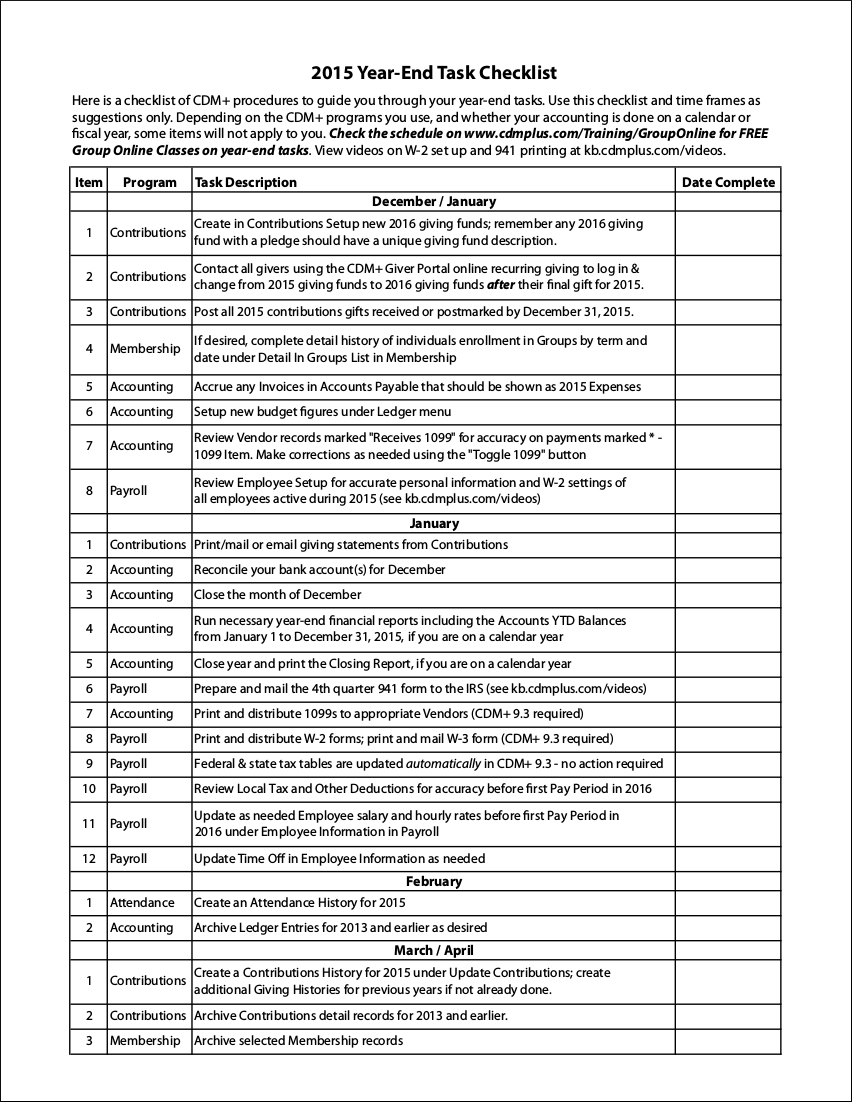 Detail Year End Checklist Template Nomer 8