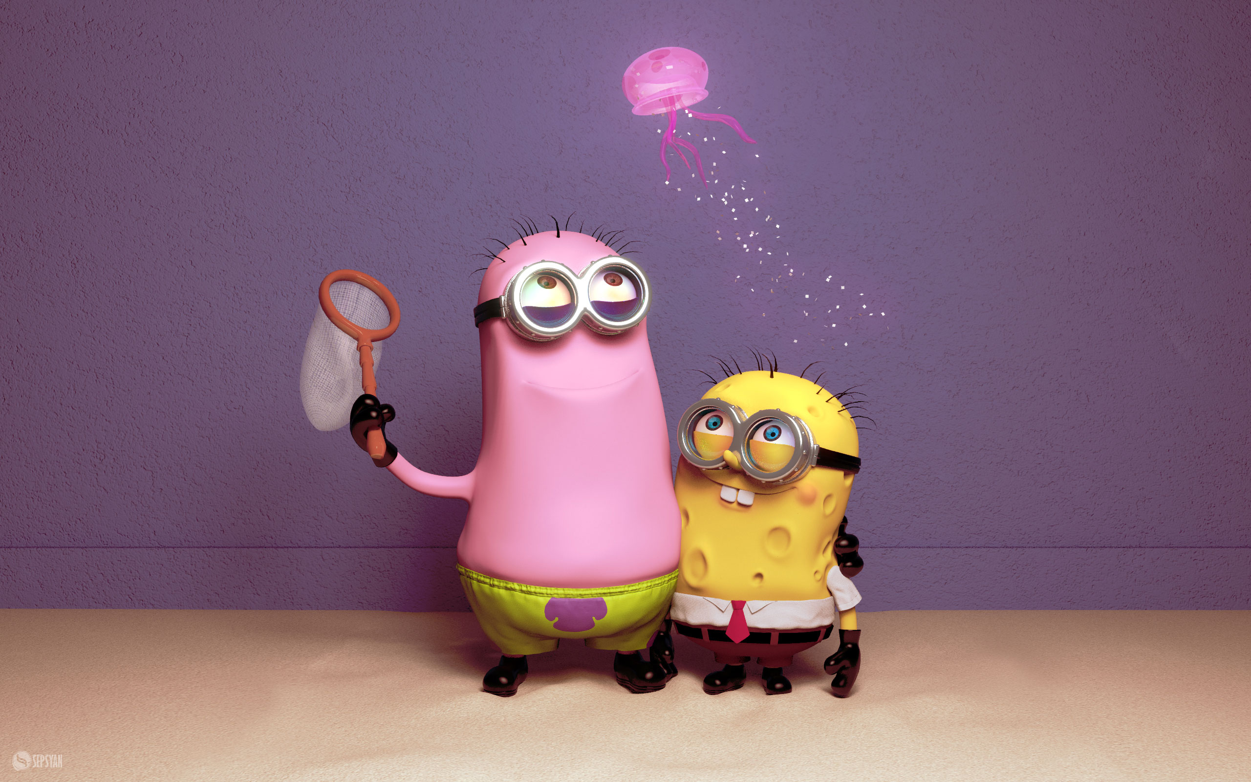 Detail Background Minions Pink Nomer 8