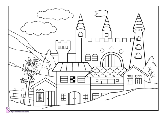 gambar mewarna tingkap rumah