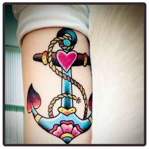 Detail Tattoo Anker Mit Herz Nomer 9