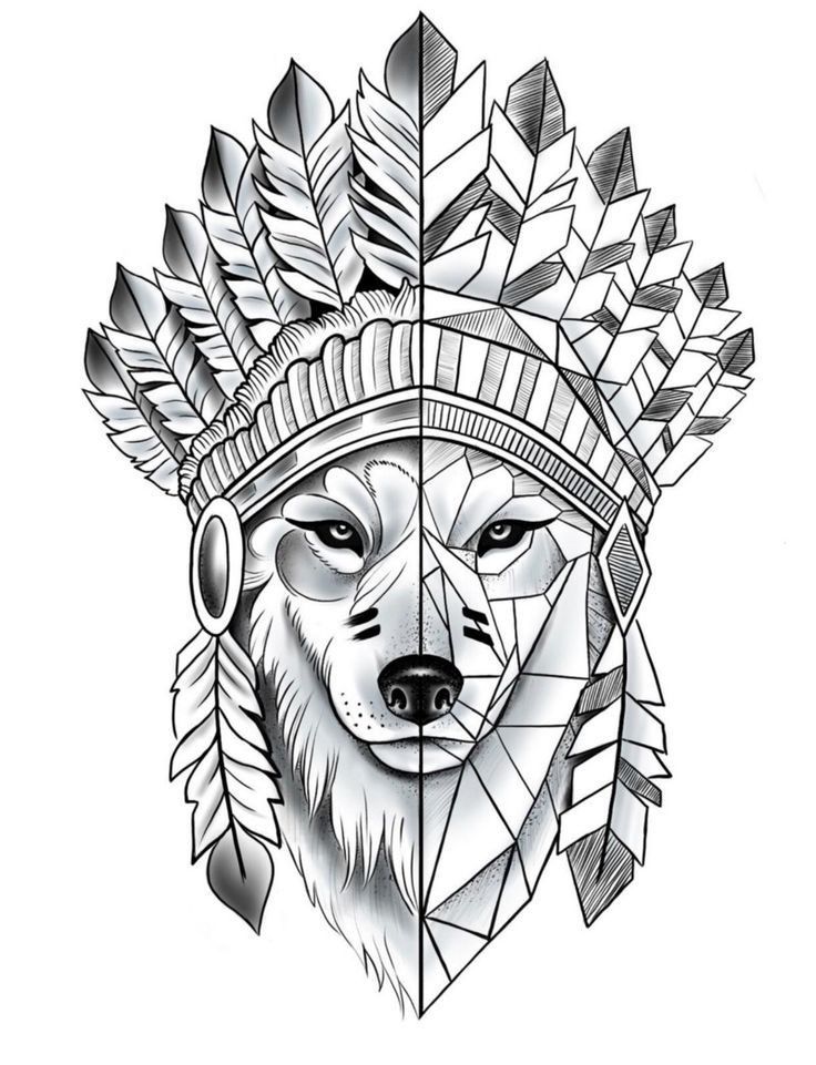 Detail Tattoo Indianer Frau Mit Wolf Nomer 8