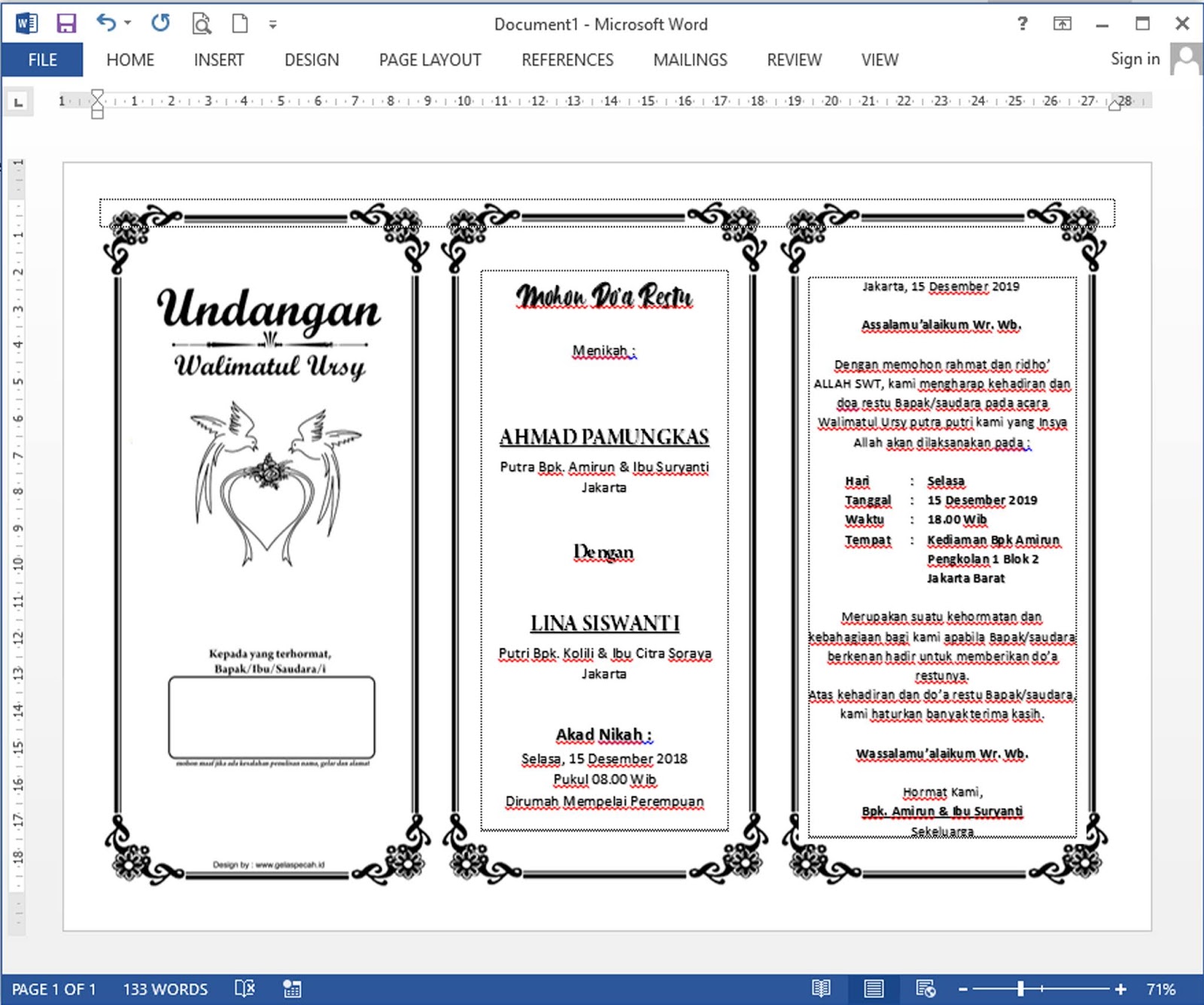 Detail Download Template Undangan Pernikahan Ms Word Koleksi Nomer 53