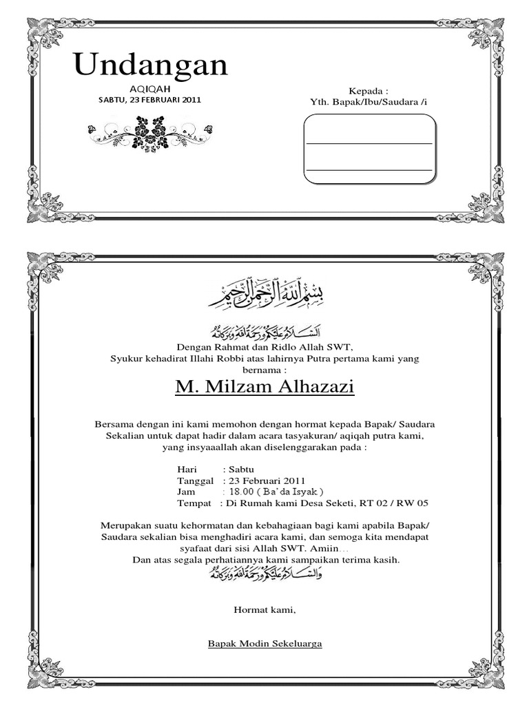 Detail Download Undangan Aqiqah Word Nomer 24