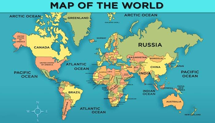 World Map With Countries - General Knowledge For Kids | Mocomi | World Map With Countries, World Map Continents, World Political Map