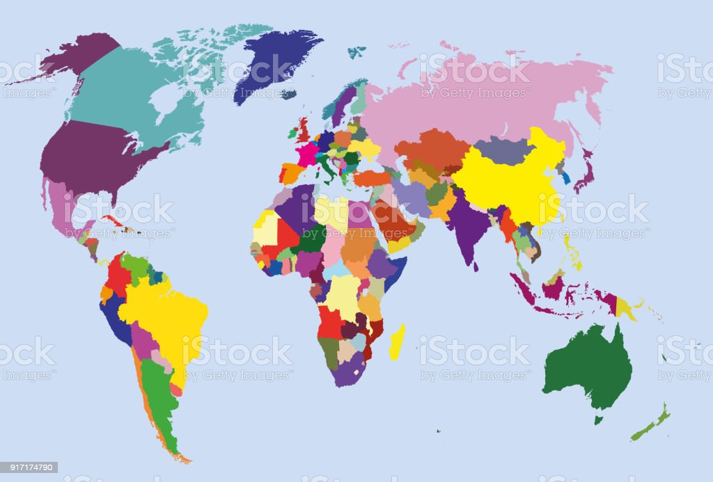 Vector High Detailed World Map Stock Illustration - Download Image Now - Istock