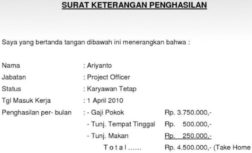 Detail Draft Surat Keterangan Penghasilan Nomer 16