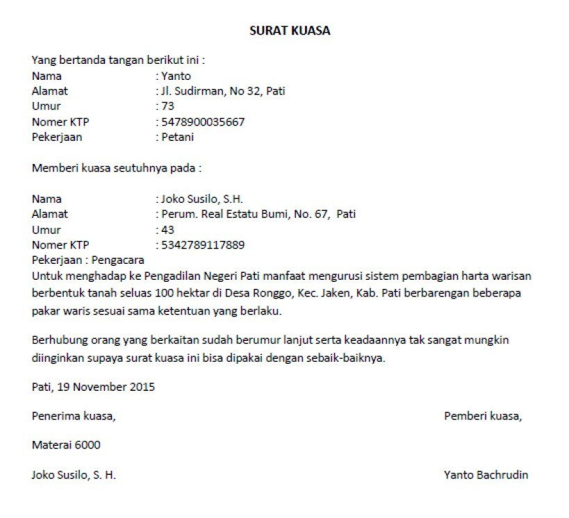 Detail Draft Surat Kuasa Nomer 11