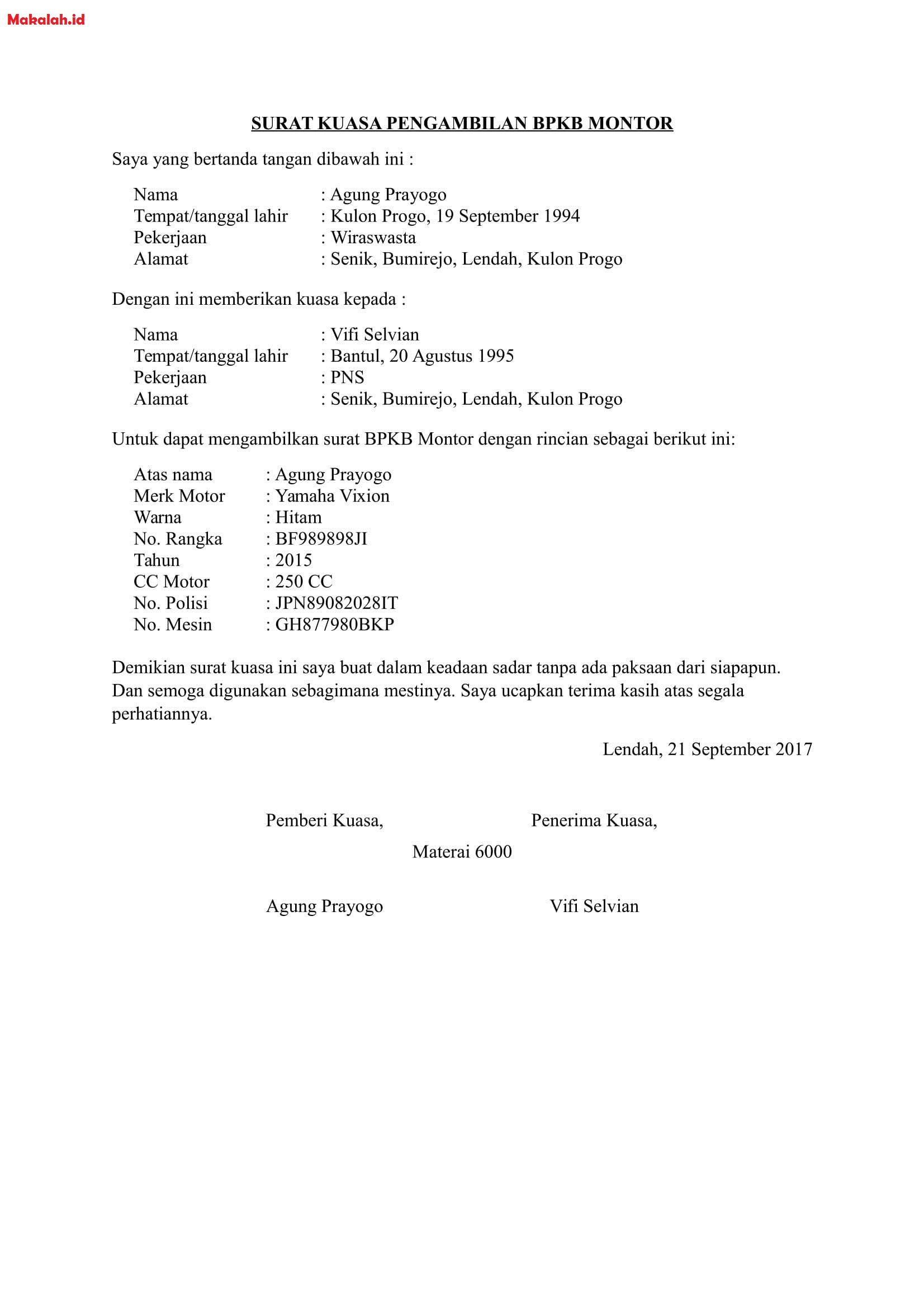Detail Draft Surat Kuasa Nomer 15