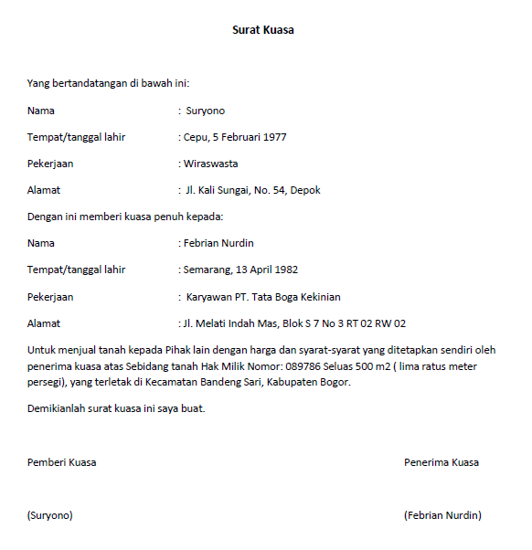 Detail Draft Surat Kuasa Nomer 16