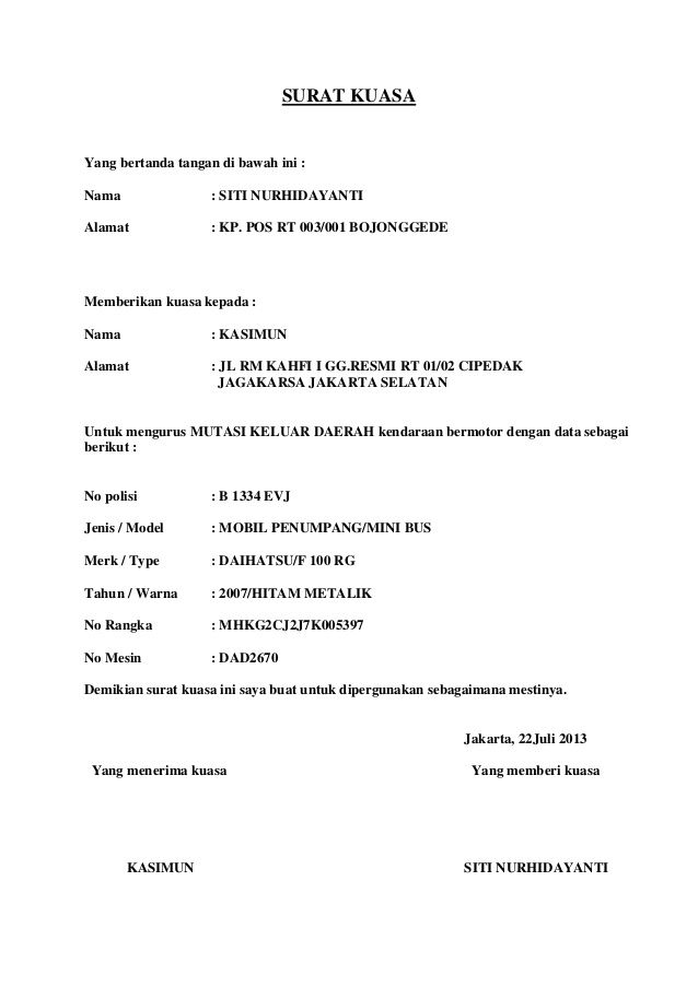 Detail Draft Surat Kuasa Nomer 23