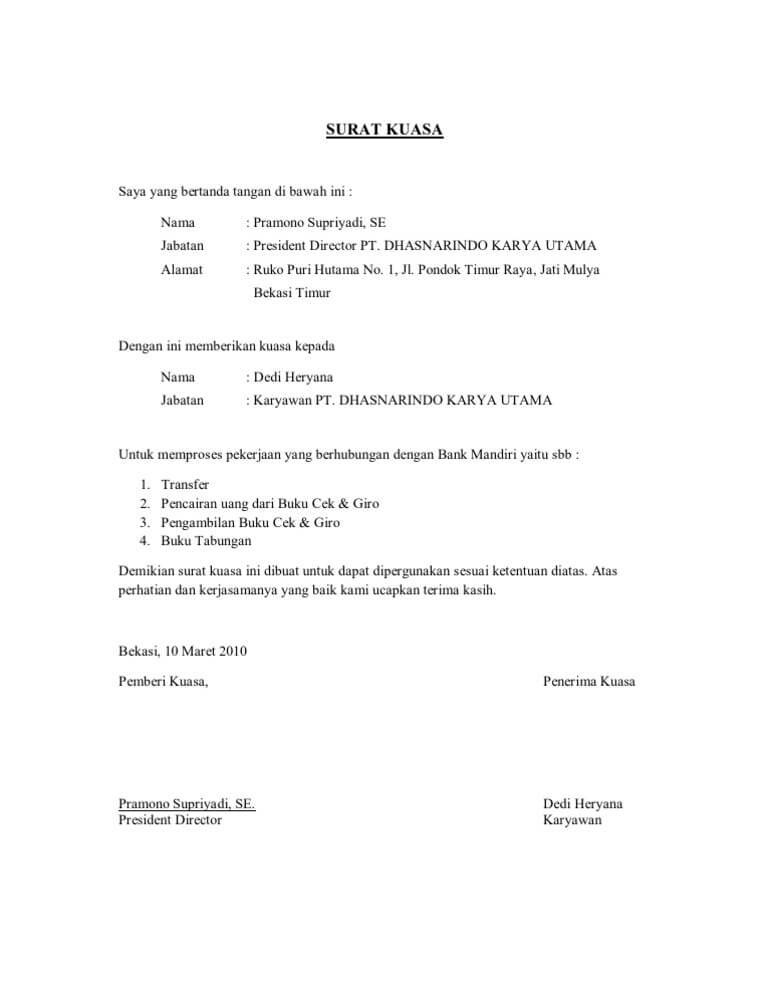 Detail Draft Surat Kuasa Nomer 26