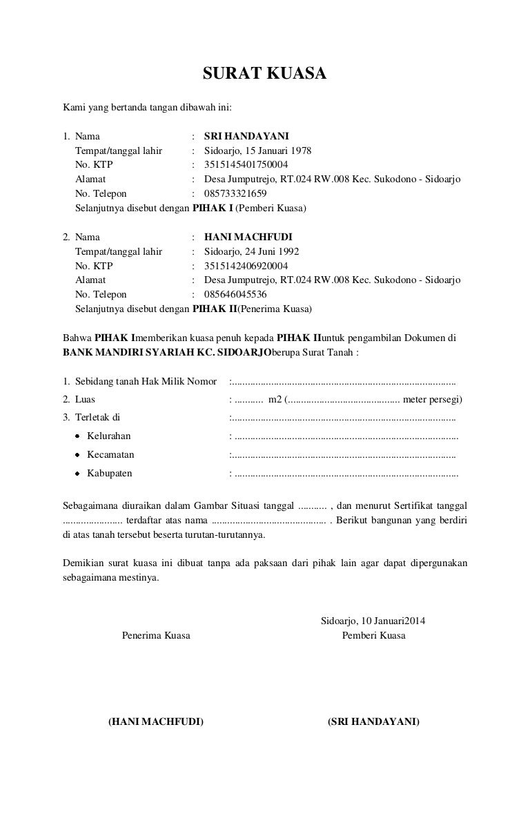 Detail Draft Surat Kuasa Nomer 33