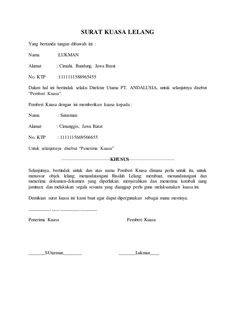 Detail Draft Surat Kuasa Nomer 34