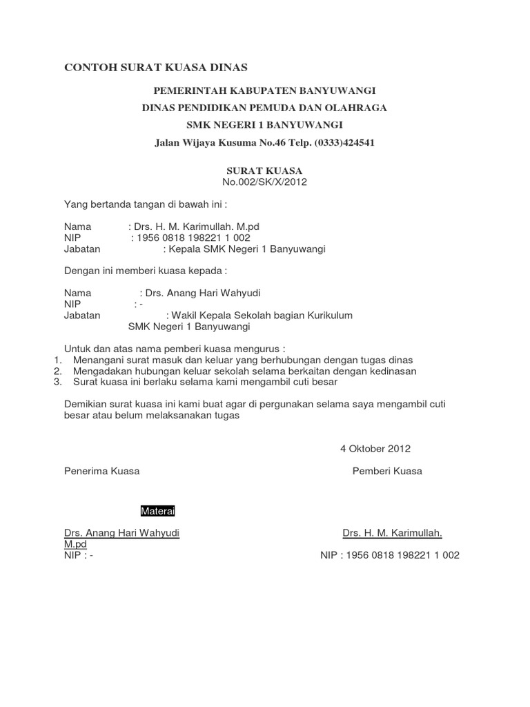 Detail Draft Surat Kuasa Nomer 41