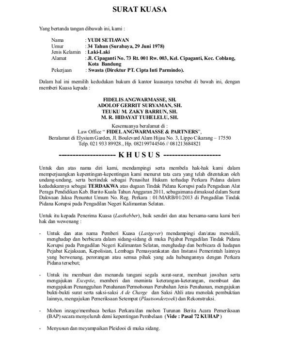 Detail Draft Surat Kuasa Nomer 43