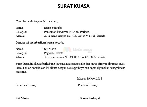 Detail Draft Surat Kuasa Nomer 51