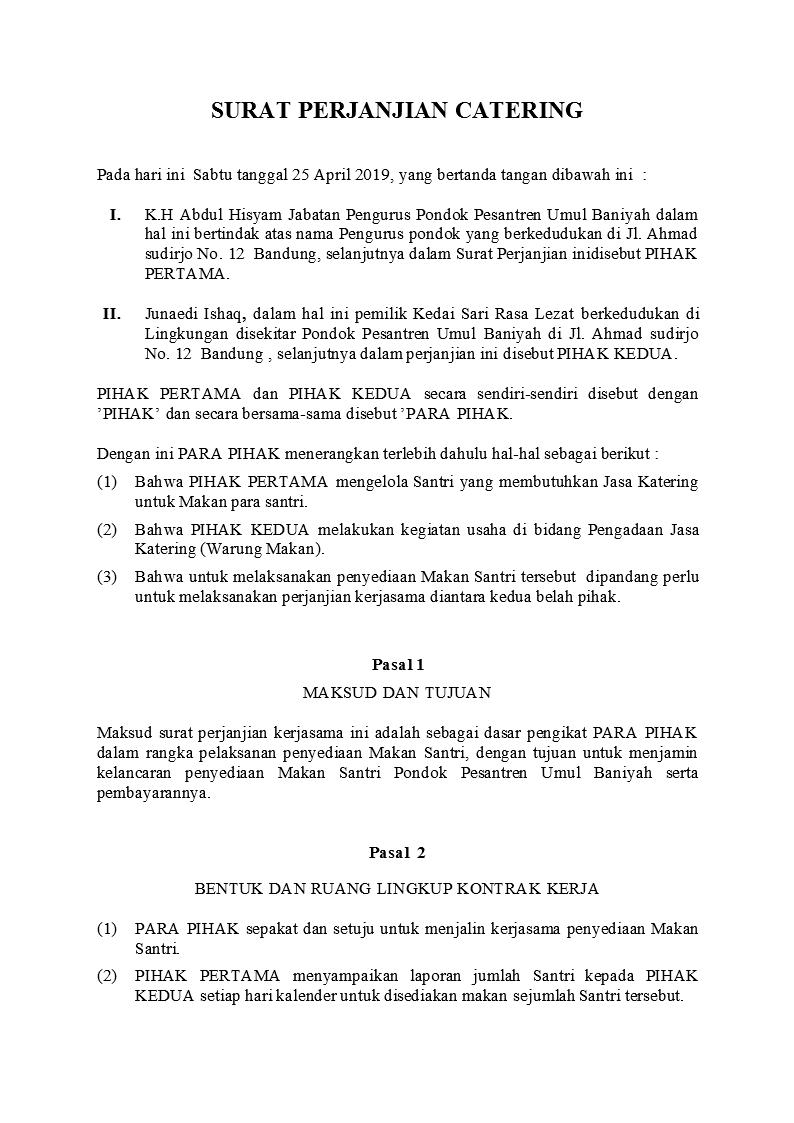 Detail Draft Surat Perjanjian Nomer 16