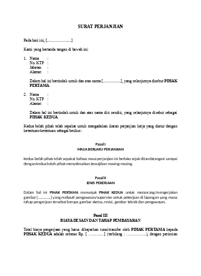 Detail Draft Surat Perjanjian Nomer 33