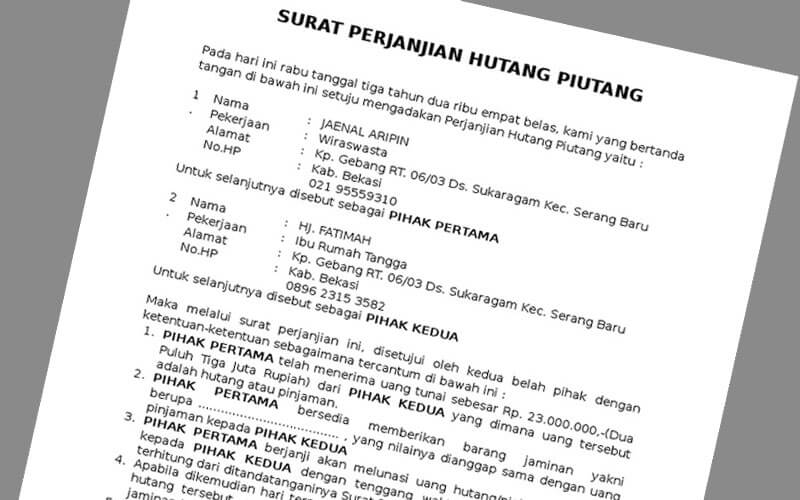 Detail Draft Surat Perjanjian Nomer 40