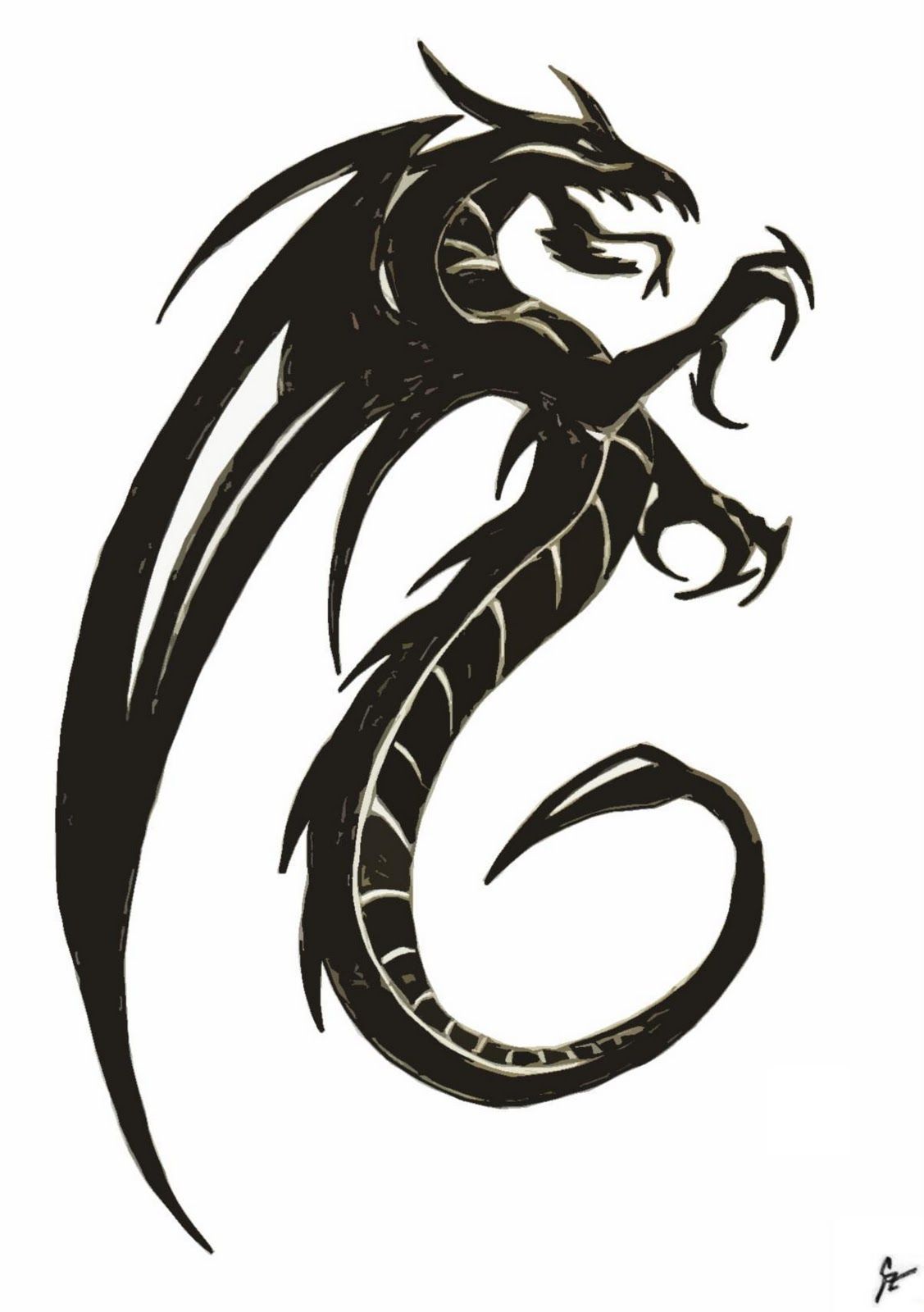 Detail Dragon Image Black And White Nomer 15