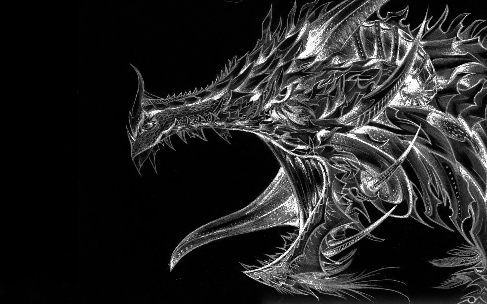 Detail Dragon Image Black And White Nomer 28