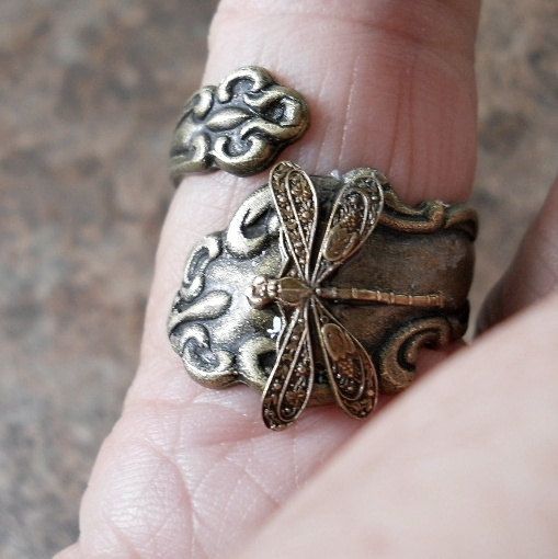 Detail Dragonfly Spoon Ring Nomer 9
