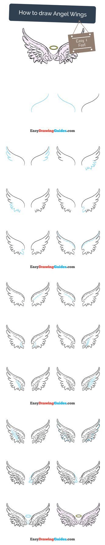 Detail Drawing Angel Wings Step By Step Nomer 6