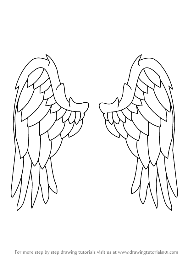 Detail Drawing Angel Wings Step By Step Nomer 7