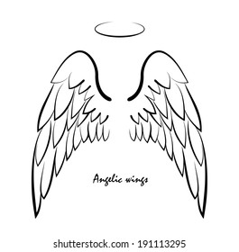 Detail Drawing Simple Angel Wings Nomer 27