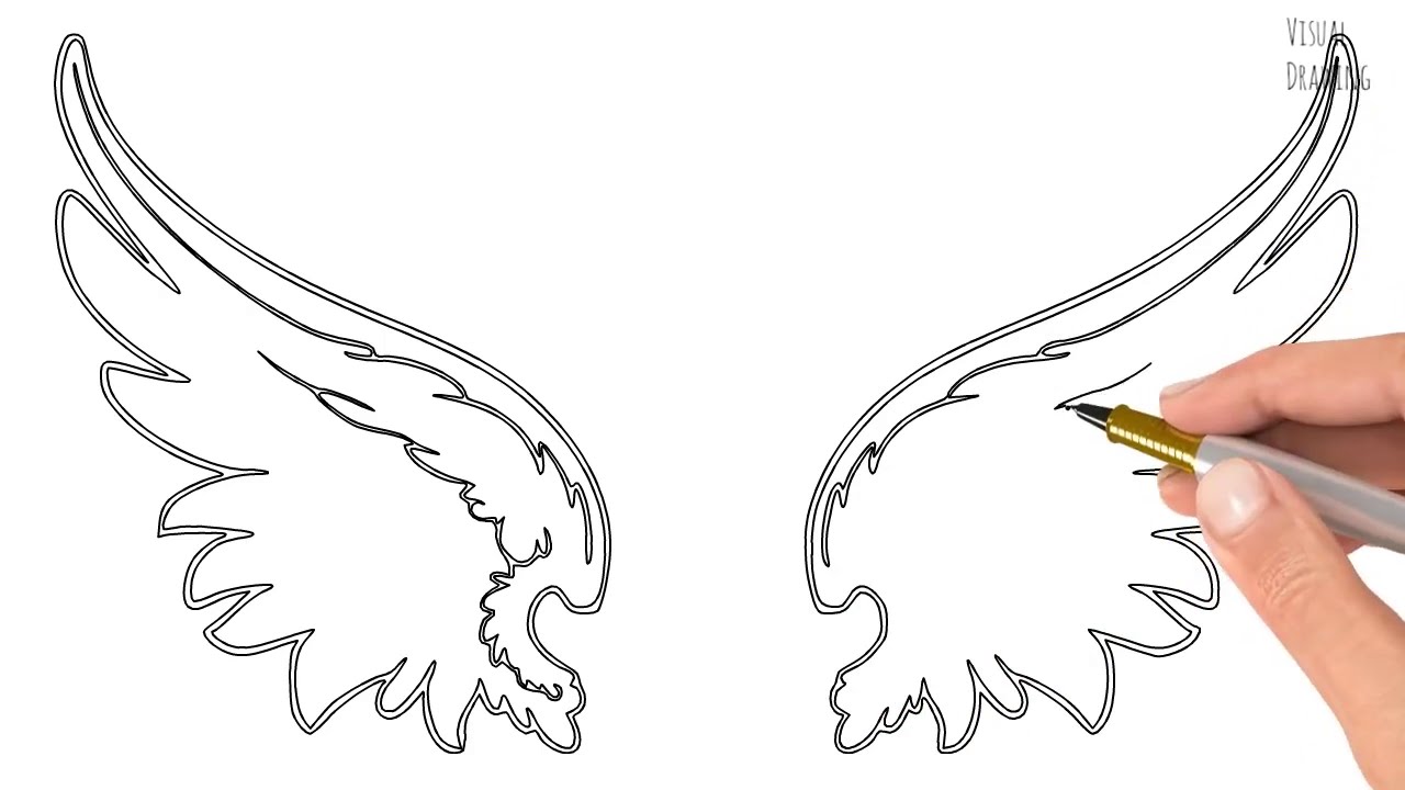 Detail Drawing Simple Angel Wings Nomer 34