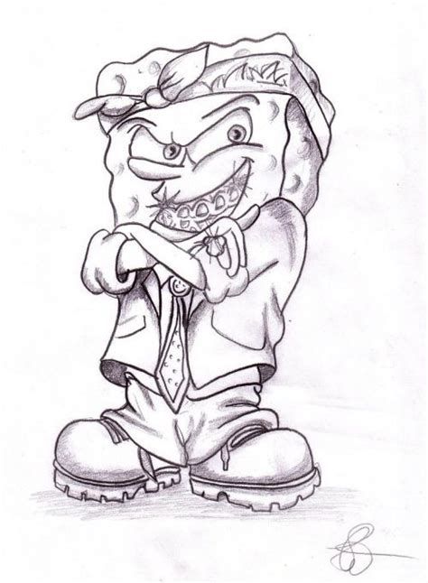 Detail Drawings Of Gangster Spongebob Nomer 4