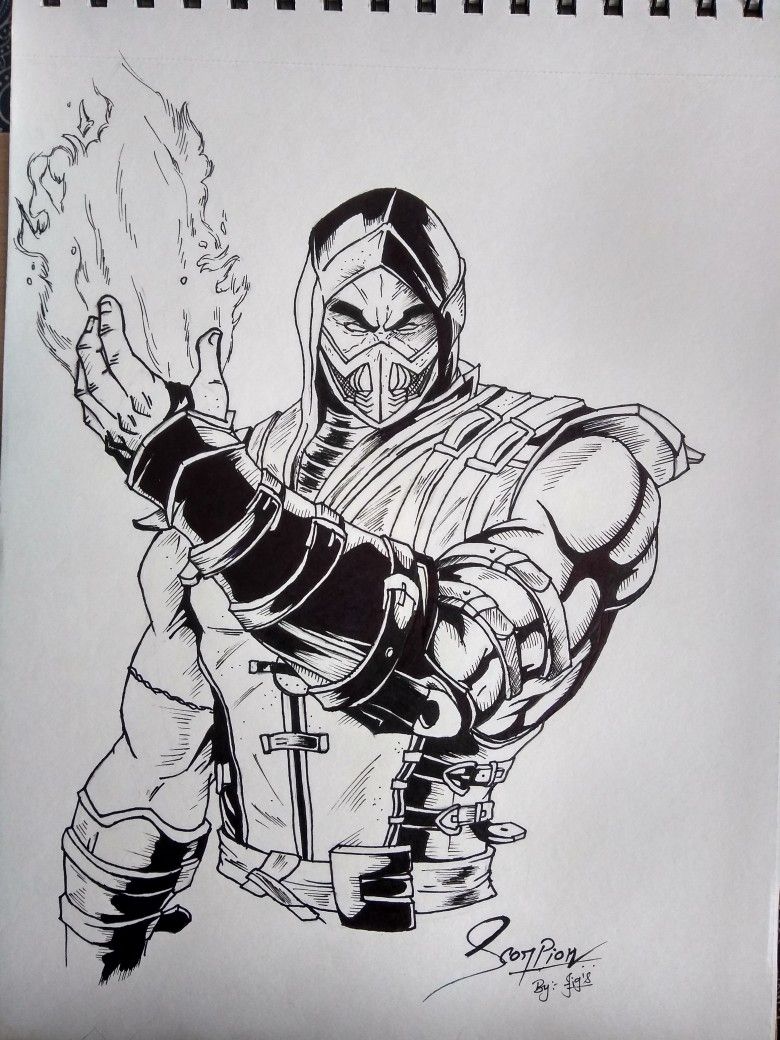 Detail Drawings Of Scorpion From Mortal Kombat Nomer 50