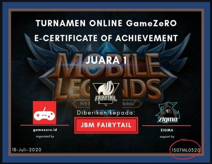 Detail E Certificate Mobile Legend Nomer 9