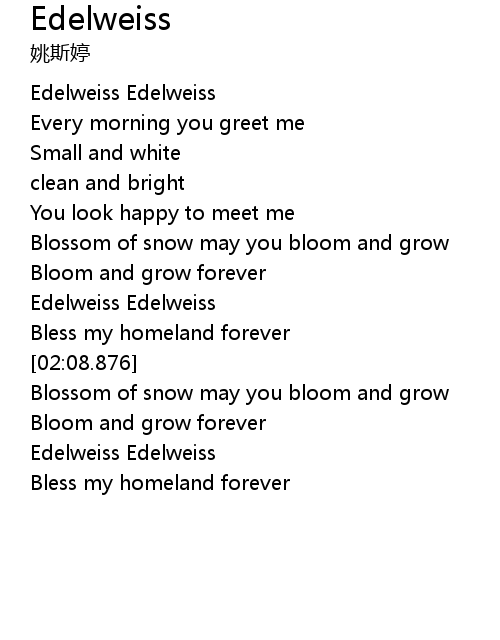 Detail Edelweiss Lyric Nomer 5