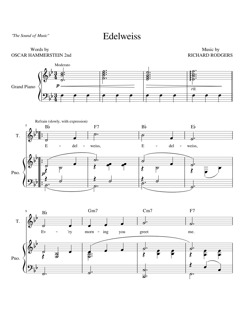 Edelweiss Piano Notes - KibrisPDR