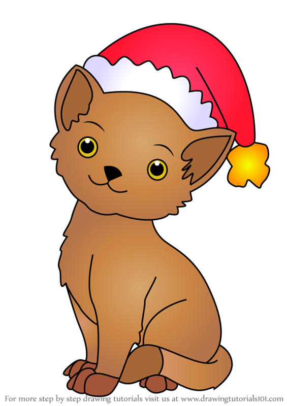 Cat Christmas Drawing - KibrisPDR