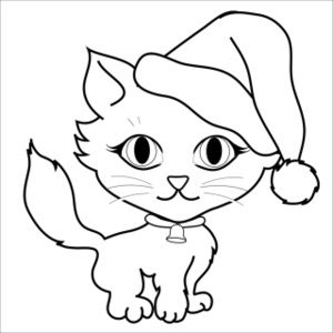 Detail Cat Christmas Drawing Nomer 9