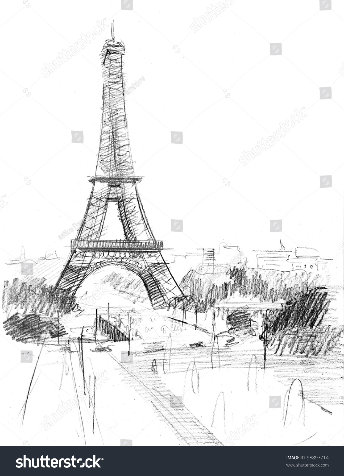 Detail Eiffel Tower Pencil Drawing Nomer 15