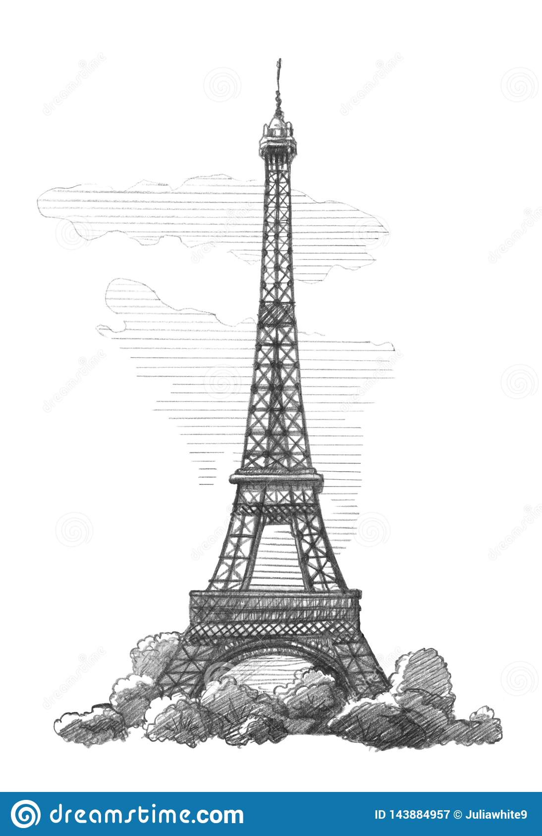 Detail Eiffel Tower Pencil Drawing Nomer 5