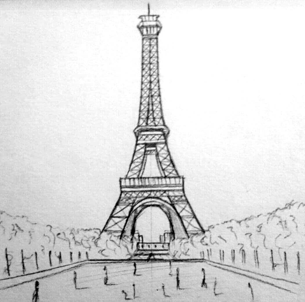 Detail Eiffel Tower Pencil Drawing Nomer 8