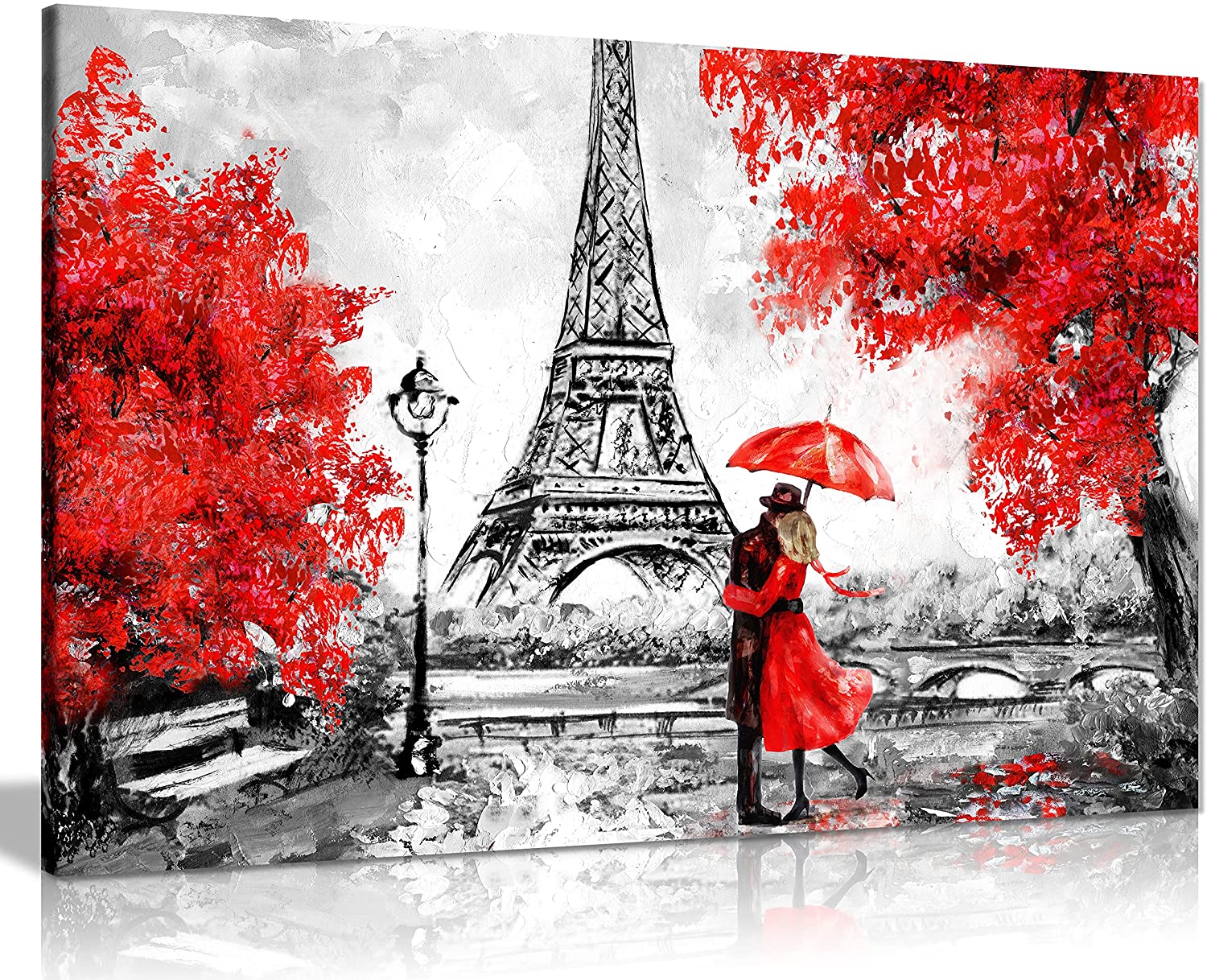Detail Eiffel Tower Red Umbrella Painting Nomer 2