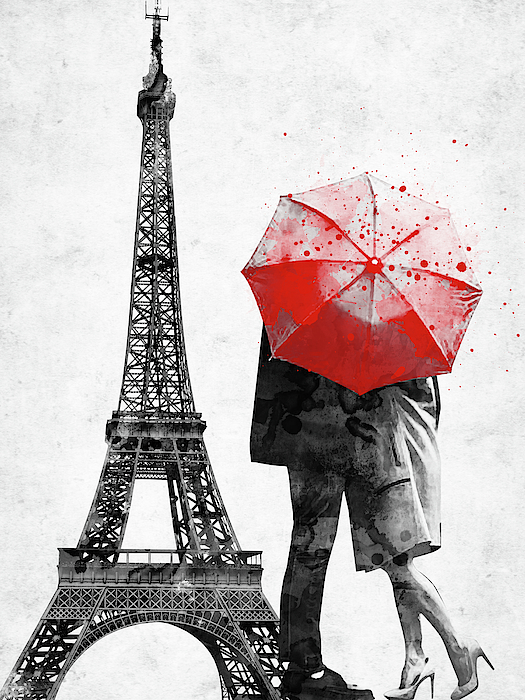 Detail Eiffel Tower Red Umbrella Painting Nomer 11