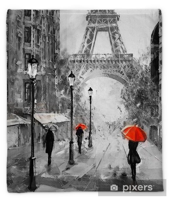 Detail Eiffel Tower Red Umbrella Painting Nomer 13