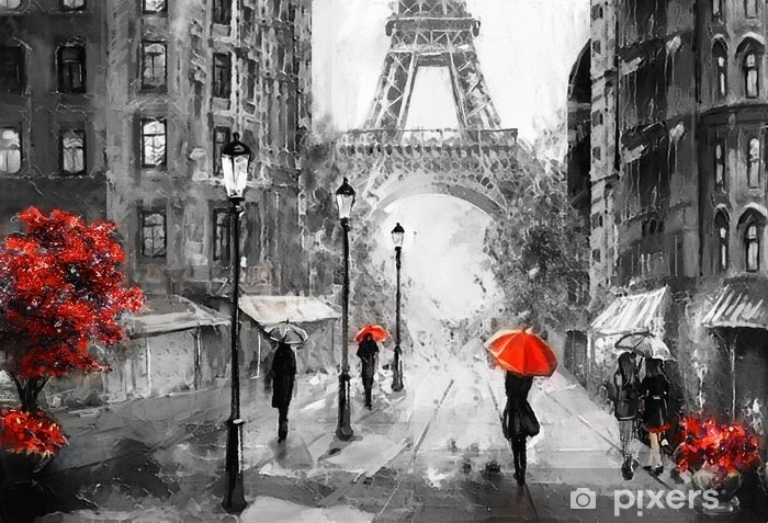 Detail Eiffel Tower Red Umbrella Painting Nomer 14